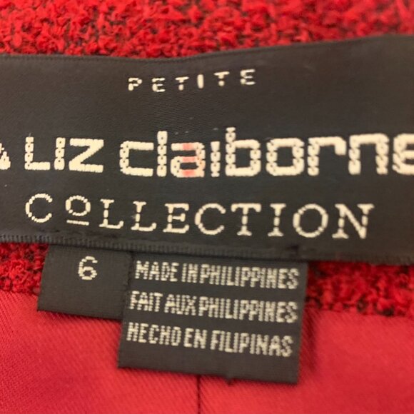 Liz Claiborne Dark Red Wool Two-piece Skirt Suit, Petite 6 - Picture 6 of 8